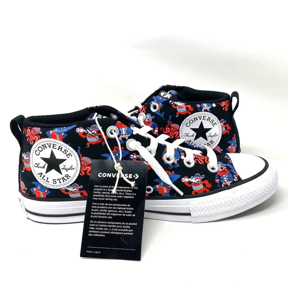 💖MEGA SALE💖Converse Ctas Street Mid Black Marina Shoes Junior Canvas 672732F - Picture 2 of 9